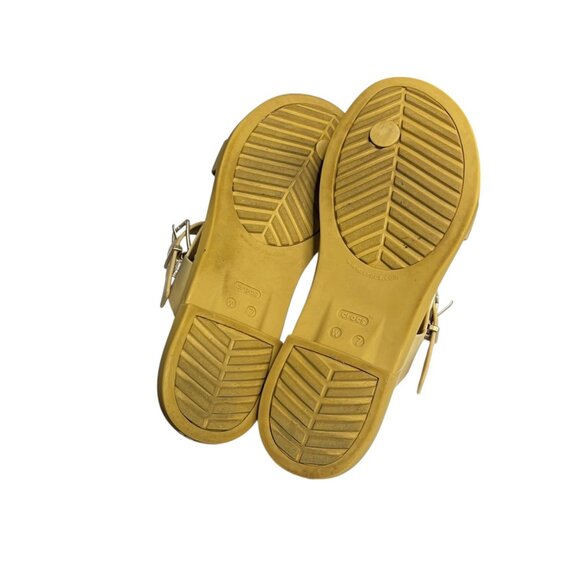 Crocs Tulum Toe Post Sandals Sz 7 Beige Buckle Iconic Comfort Thong Slides Women - Picture 6 of 11